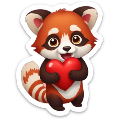 red panda heart giving sticker
