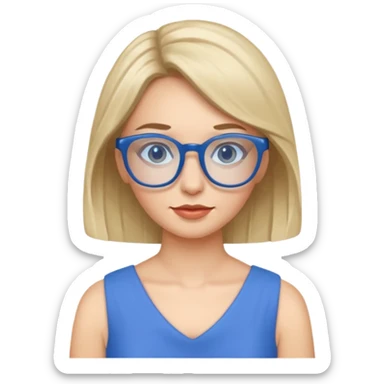 blue glasses and blue dressed woman sticker