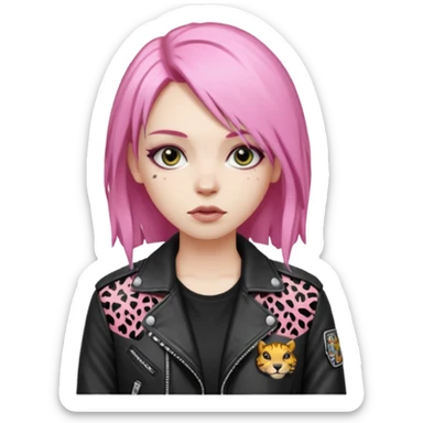 pink haired metalhead animal sticker