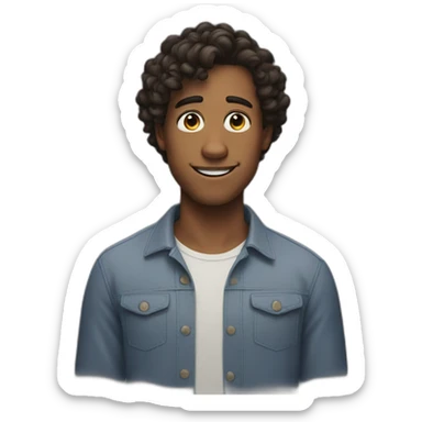 I want you to generate a pixar style man, of 22 years old, with short hair with some curls sticker