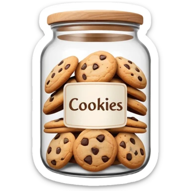 Ceramic jar with “Cookies” label and lid sticker