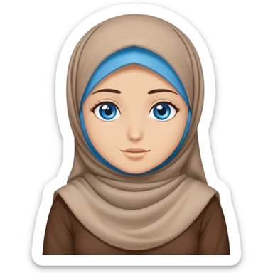 Turkish beautiful finish Konya girl blue eyes with hijab and brown stone dress sticker