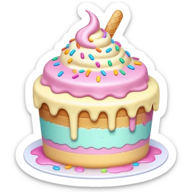 Melted kawaii pastel ice cream cake sticker