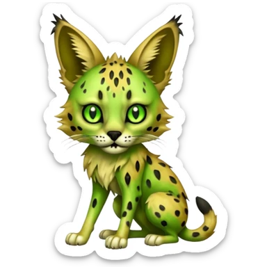 Greenish Zombie-serval, full body sticker