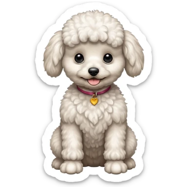 A little scruffy white poodle dog sitting happily sticker