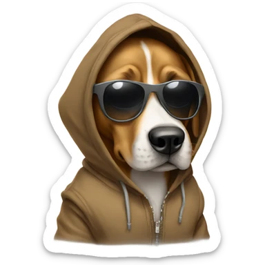 Dog wearing sunglasses and hoodie sticker