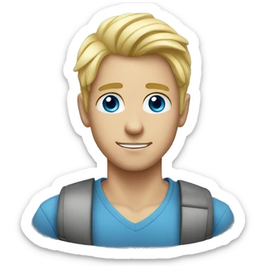 young blonde man with blue eyes  sticker