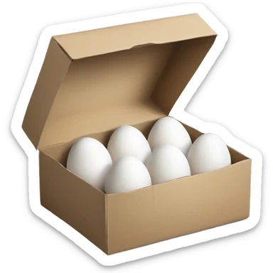 Realistic open carton of white eggs. sticker