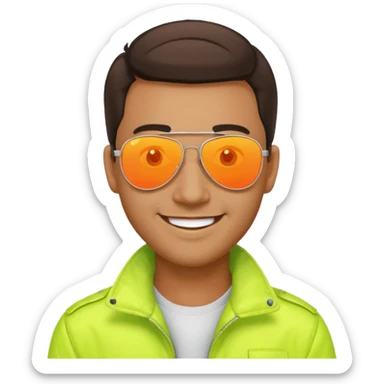 man wearing reflective neon aviator sunglasses sticker