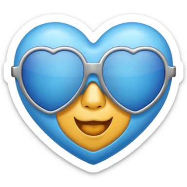 blue heart wearing sunglasses sticker