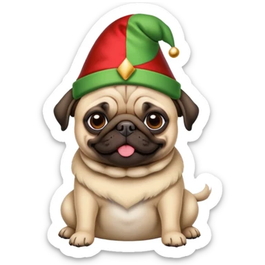 Pug with jester hat sticker