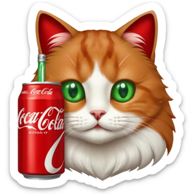 A cat head on a Coca Cola can sticker