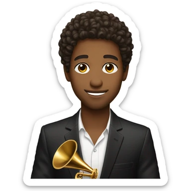 pretty brown man holding a grammy with short curly hair  sticker