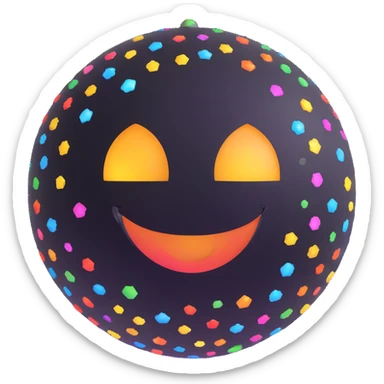 aura ball with a warm smile, surrounded by sparkles sticker