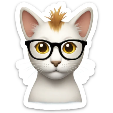 Cat with glasses and a mohawk sticker