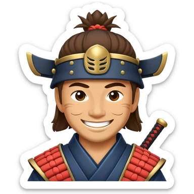 happy samurai warrior smiling sticker