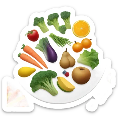 round white plate with healthy food sticker
