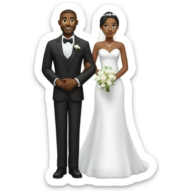 Black groom with goat tee and white brunette wife sticker