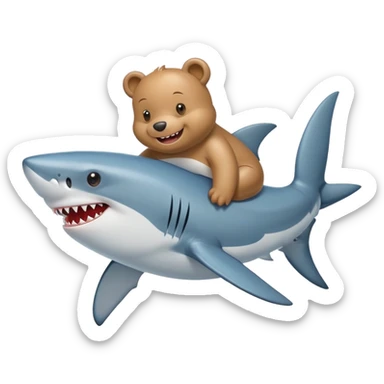 shark with small bear sticker