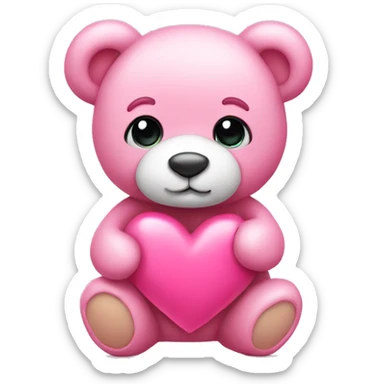 pink teddy bear with hearts sticker