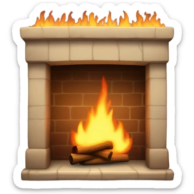 fireplace with fire sticker
