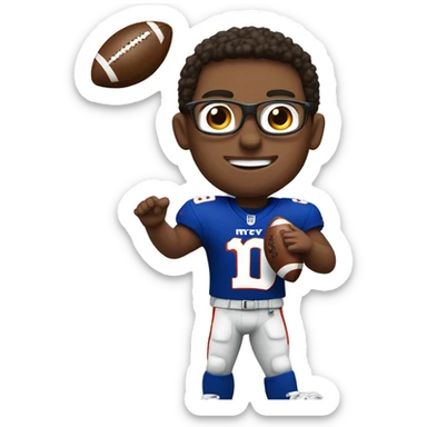Me in a ny football giants uniform tossing a turkey. Make me lighter with glasses sticker