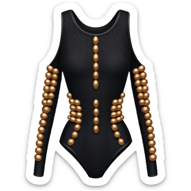Black weaved body suit with brown beads sticker