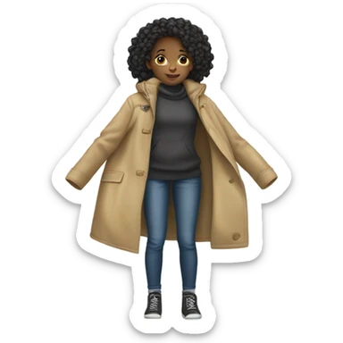 Little light skin, black girl hanging up her coat sticker