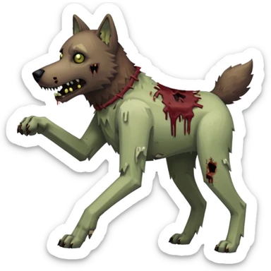 A dog raiding a zombie like minecrafty like a chicken jocky but instead wolf jocky or dog jocky sticker