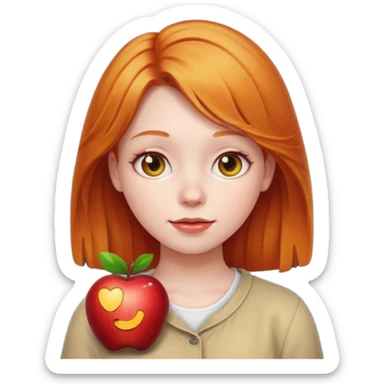 can you make an apple emoji of a girl who has amber hair sticker