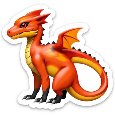 Oily smooth glossy Charmeleon-Zeraora-Salandit-fusion sticker