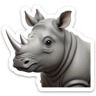 cinematic-noble-rhinoceros-portrait-emoji,-poised,-with-a-massive,-powerful-build-and-a-thick,-hide-of-slate-gray,-deep-set-soulful-piercing-eyes,-simplified-yet-sharp-and-sophisticated-features,-highly-detailed, with large black eyes, szoomed out showing houlders sticker