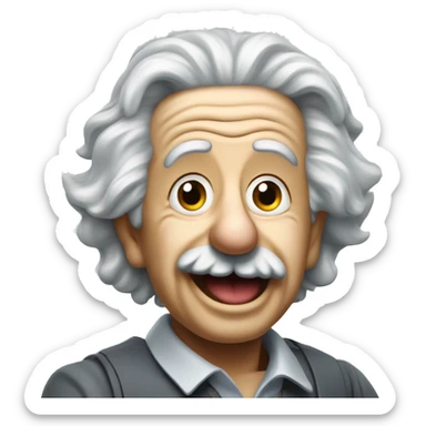 albert einstein with wawing hand and is happy sticker