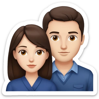 A brunette woman with a brunette man sticker