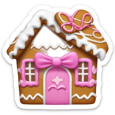 Gingerbread house with a pink bow  sticker