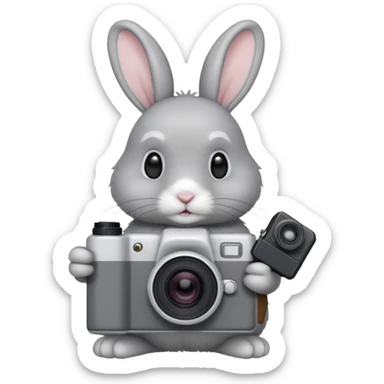 gray rabbit white camera sticker