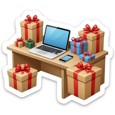 create a realistic christmas packaging working station sticker