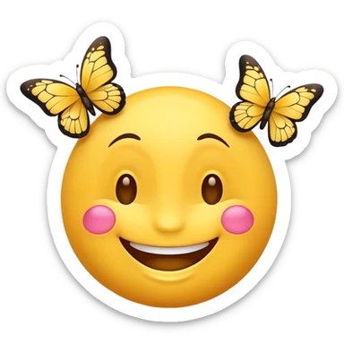 Smiling emoji with butterflies  sticker
