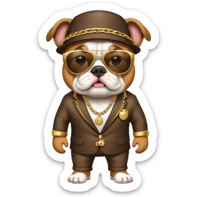 Bulldog in pimp outfit sticker