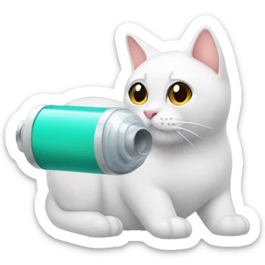 A inhaler with a cat sticker