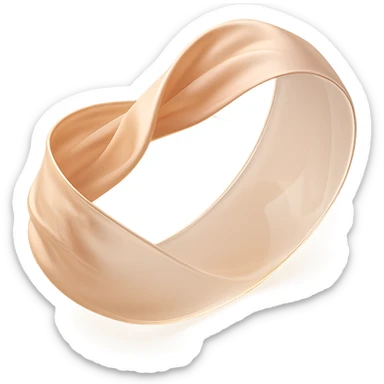 Mobius strip made of a ribbon, 3D, silky texture, soft folds, elegant color, realistic lighting sticker