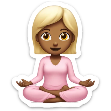 blonde girl meditating in baby pink outfit sticker