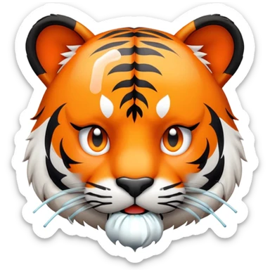 sick tiger face with thermometer and tissue for Twitch emote sticker