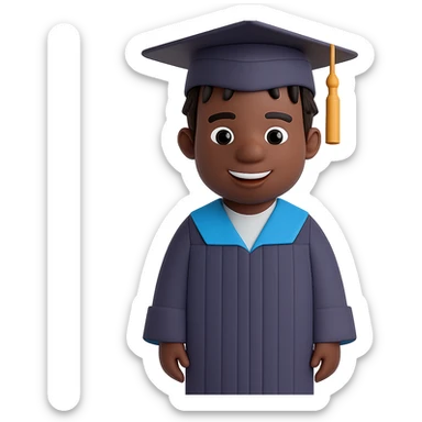 Transform the image into a male African American graduate with twists hairstyle, wearing cap and gown, smiling. Remove the background entirely for a clean isolated subject. sticker