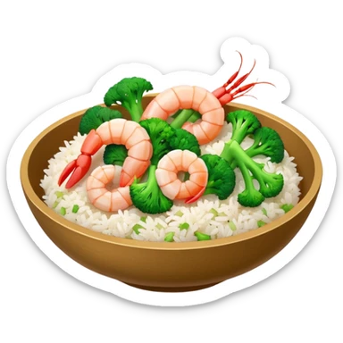 Shrimp and broccoli with white rice Chinese takeout sticker