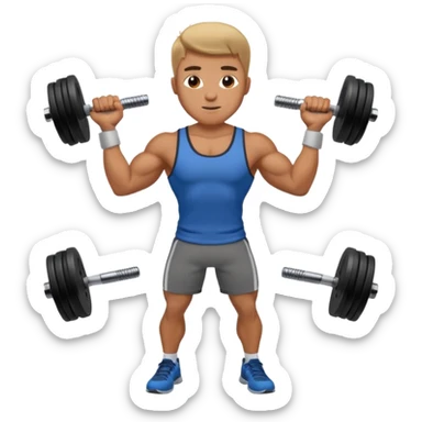 a man lifting dumbbell in gym  sticker