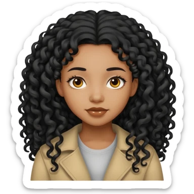black girl with long curly black hair sticker