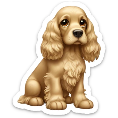 Cocker spaniel dourada com um perna de peru na boca sticker