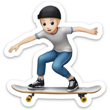  ghost skater boi sk8 boarding under a moon sticker