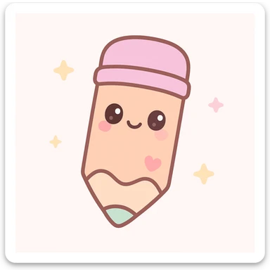 cute style illustration of a pencil, school supplies sticker